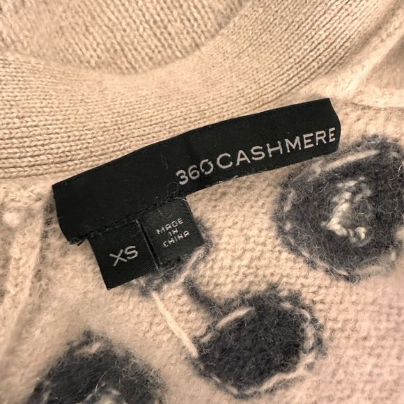 360 Cashmere 100% Cashmere Georgie Cardigan Sweater Beige Animal Print Womens XS - Picture 5 of 6